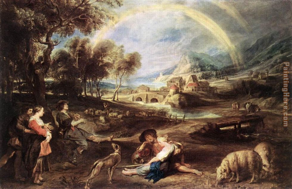 Landscape with a Rainbow painting - Peter Paul Rubens Landscape with a Rainbow art painting